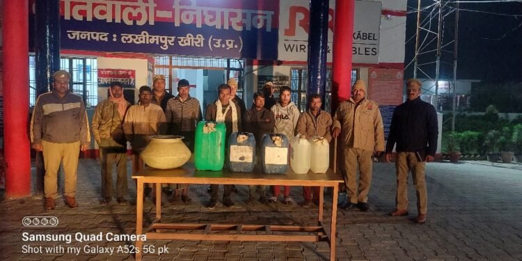 190 लीटर अवैध कच्ची शराब  बरामद, 09 अभियुक्त गिरफ्तार,मुकदमा दर्ज