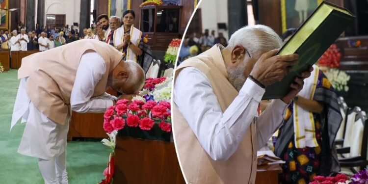 मैं देश नहीं झुकने दूंगा “संविधान” पीएम मोदी ने संसद के सेंट्रल हॉल में संविधान की कॉपी को किया नमन